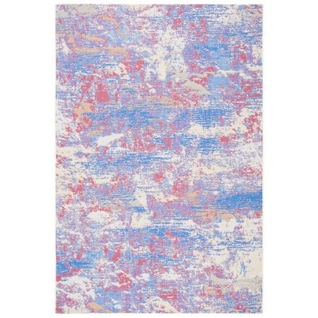 Safavieh 6 ft. 6 in. x 9 ft. 4 in. Summer Bohemian Rectangle Power Loomed Rug Blue & Red SMR409M-6
